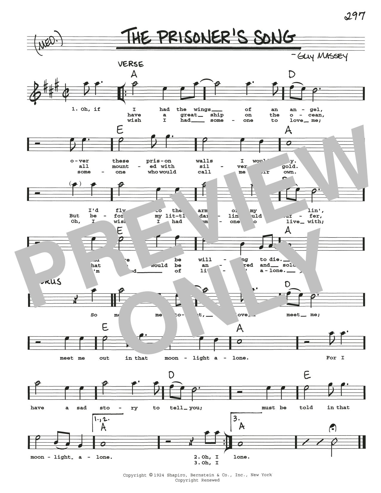 The Prisoner's Song (Real Book  Melody, Lyrics & Chords) von Guy Massey