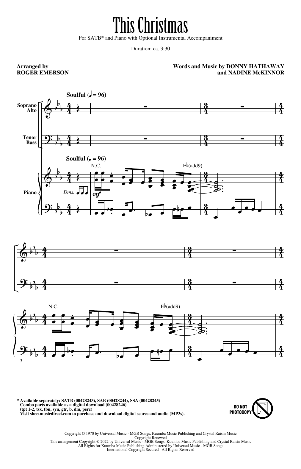 This Christmas (arr. Roger Emerson) (SATB Choir) von Donny Hathaway