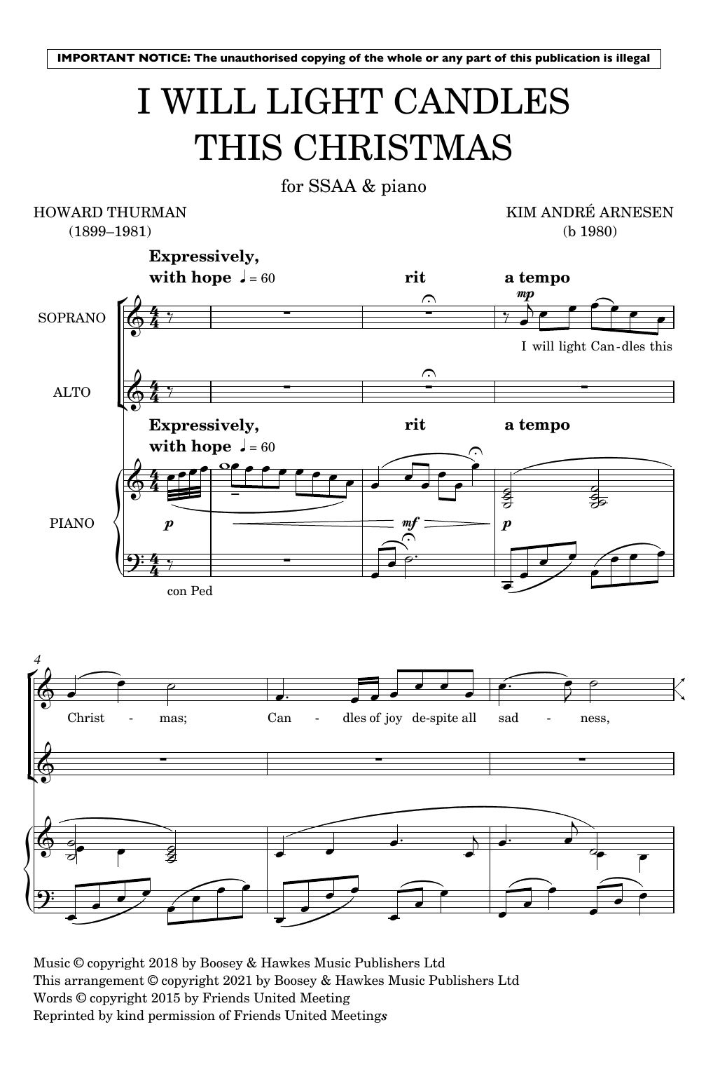 I Will Light Candles This Christmas (SSAA Choir) von Kim Andre Arnesen