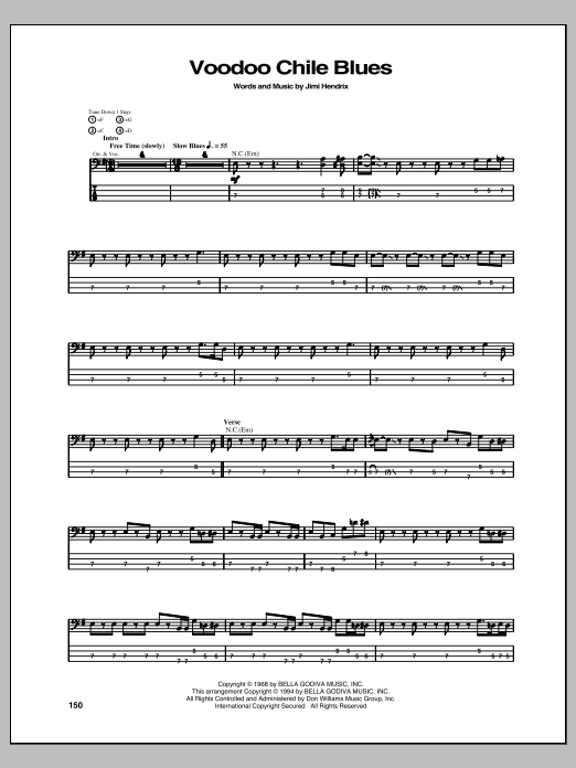 Voodoo Chile Blues (Bass Guitar Tab) von Jimi Hendrix