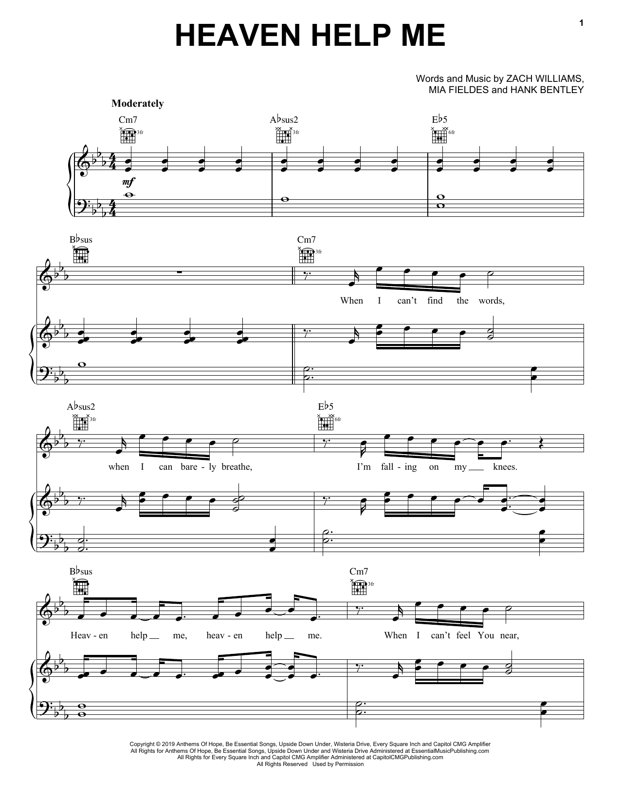 Heaven Help Me (Piano, Vocal & Guitar Chords (Right-Hand Melody)) von Zach Williams