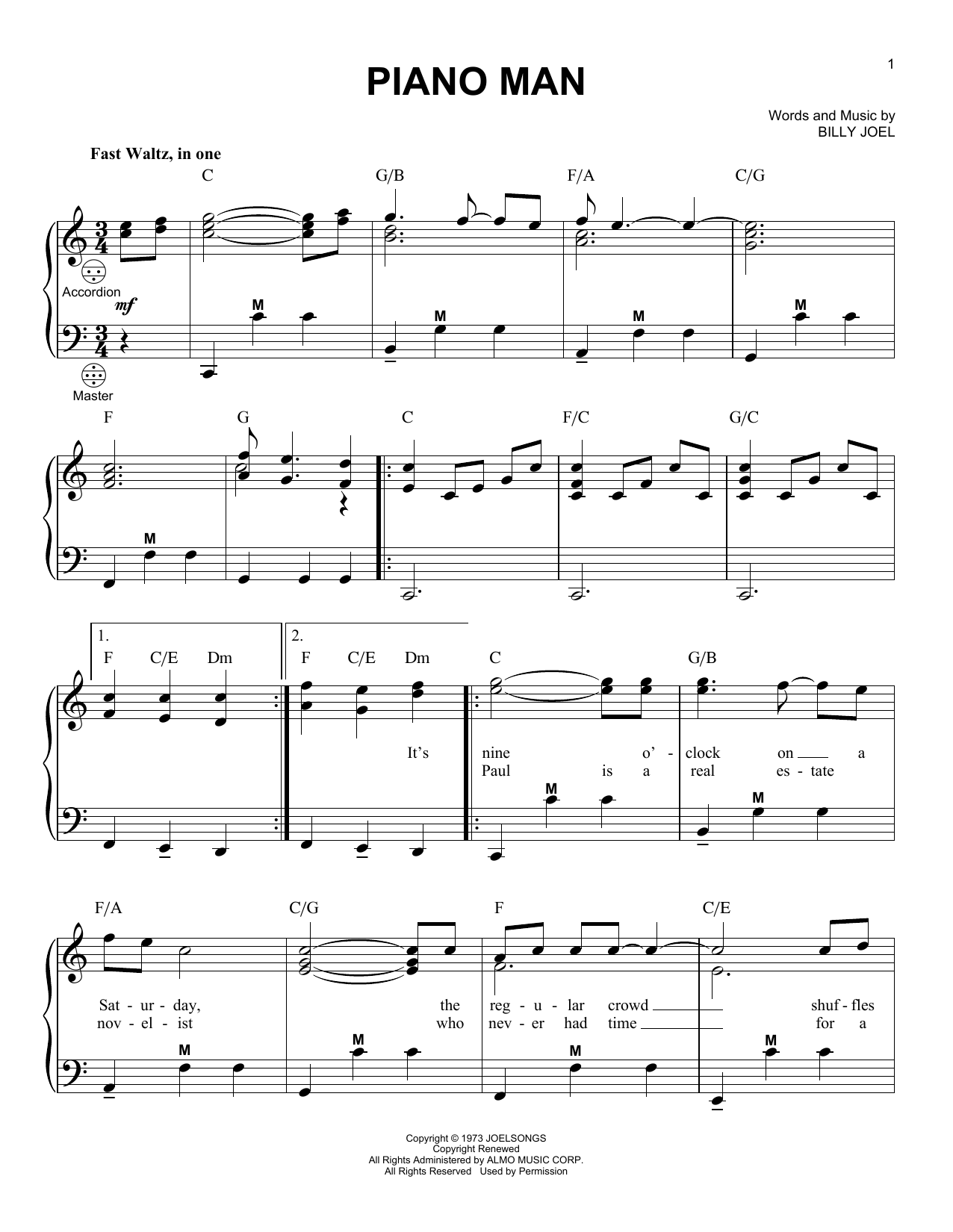 Piano Man (Accordion) von Billy Joel