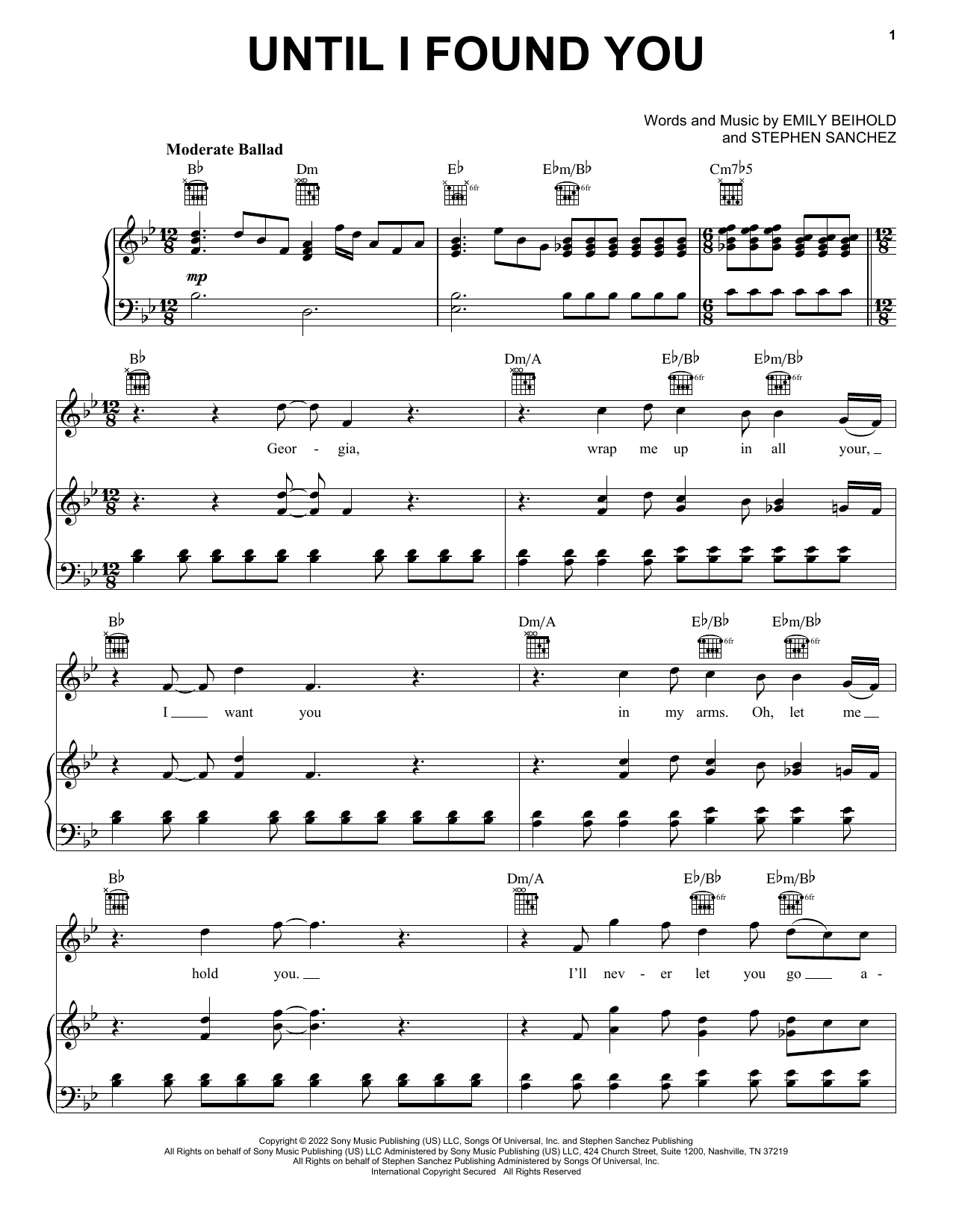 Until I Found You (Piano, Vocal & Guitar Chords (Right-Hand Melody)) von Stephen Sanchez
