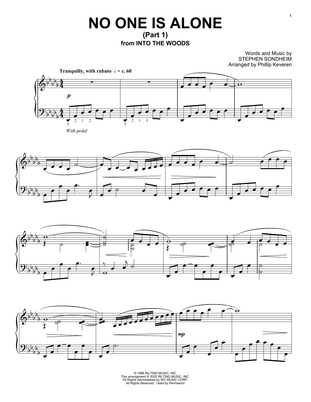 No One Is Alone - Part I (from Into The Woods) (arr. Stephen Sondheim) (Piano Solo) von Stephen Sondheim