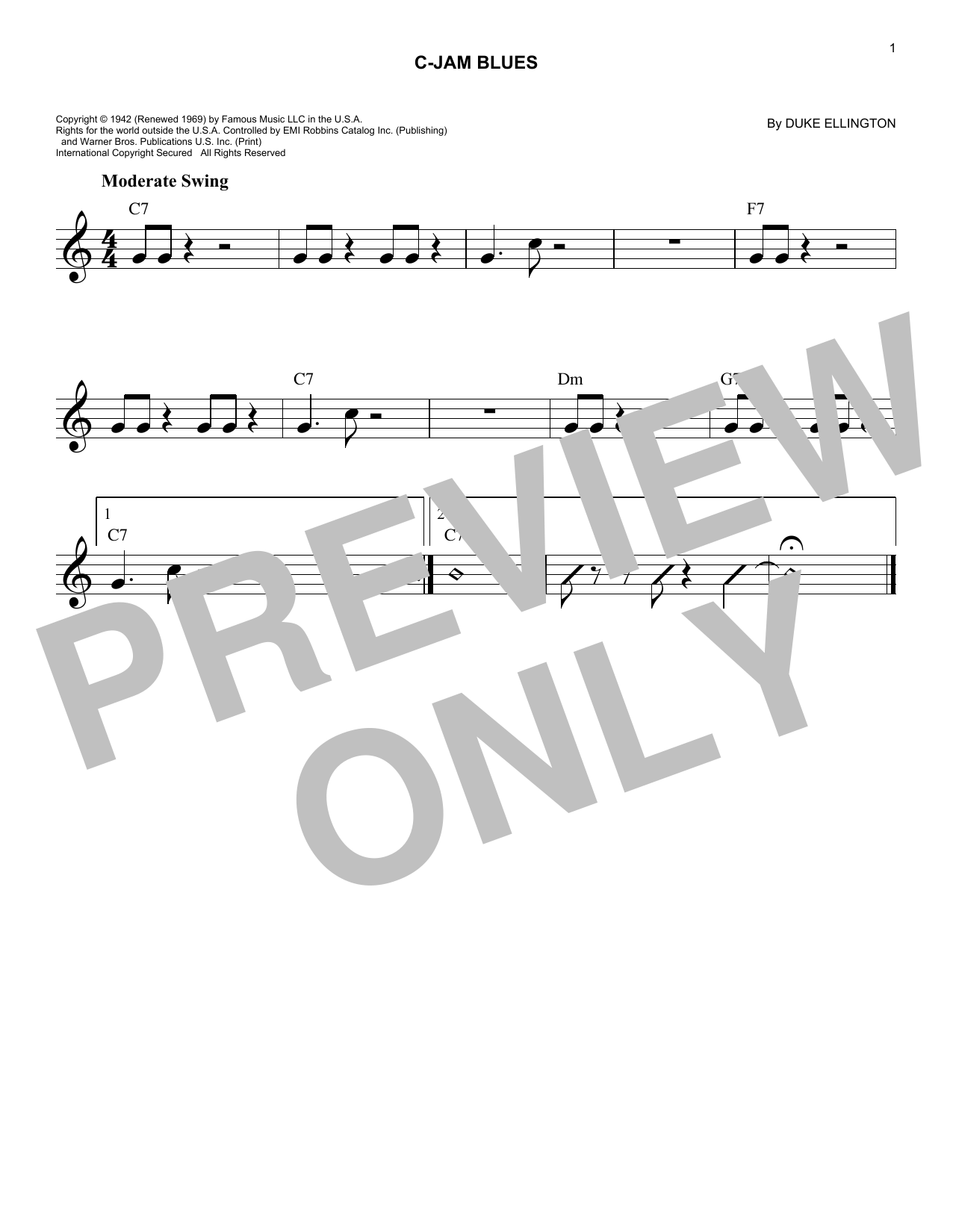 C-Jam Blues (Lead Sheet / Fake Book) von Duke Ellington