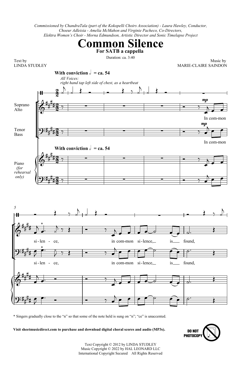 Common Silence (SATB Choir) von Marie-Claire Saindon