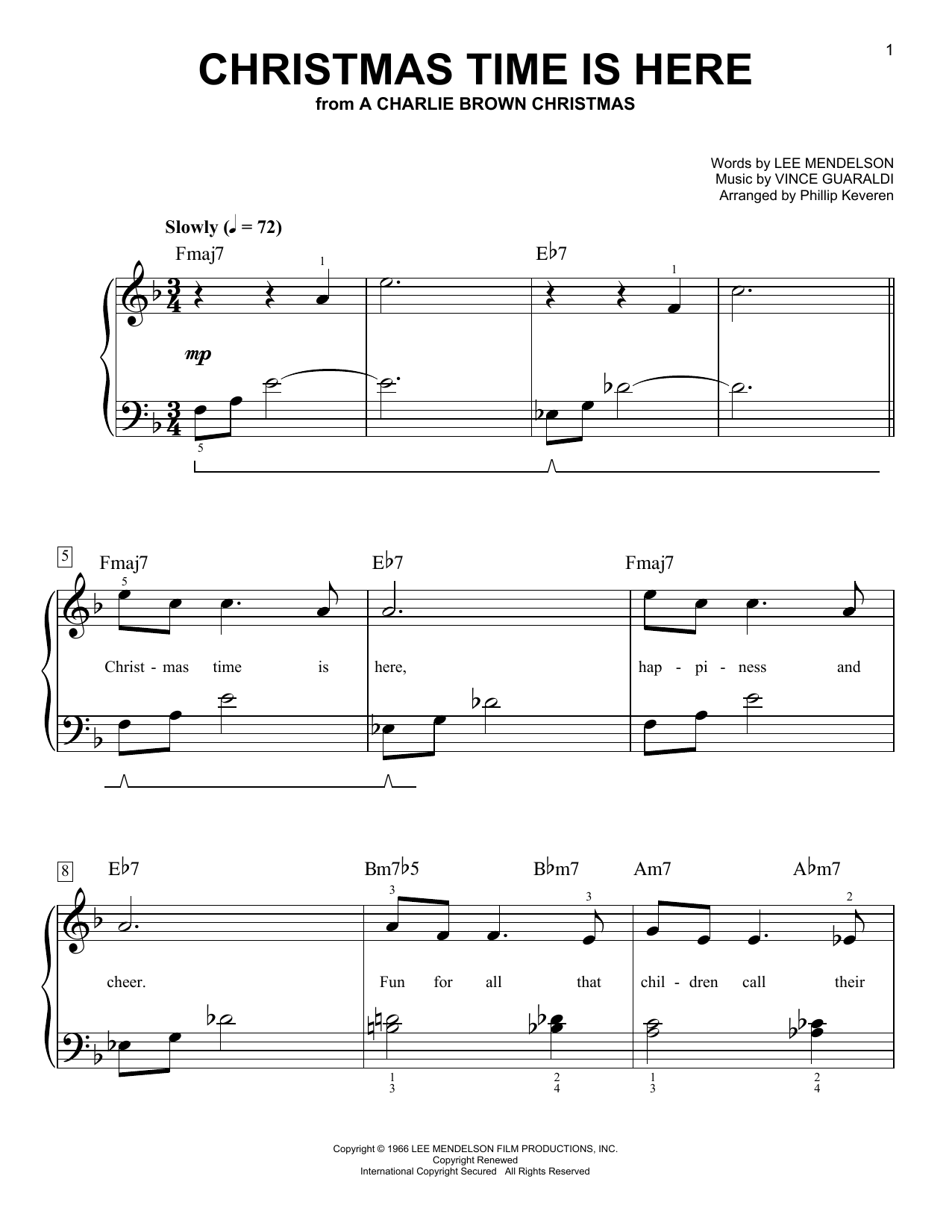 Christmas Time Is Here (arr. Phillip Keveren) (Easy Piano) von Vince Guaraldi
