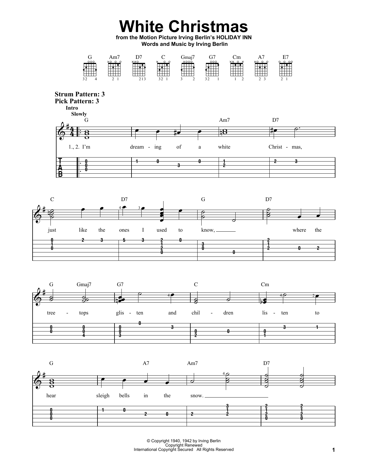 White Christmas (Easy Guitar Tab) von Irving Berlin