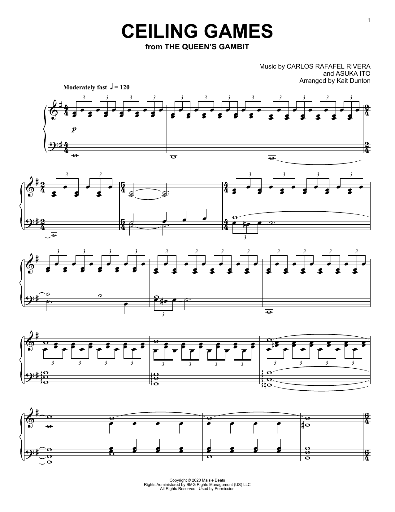 Ceiling Games (from The Queen's Gambit) (Piano Solo) von Carlos Rafael Rivera