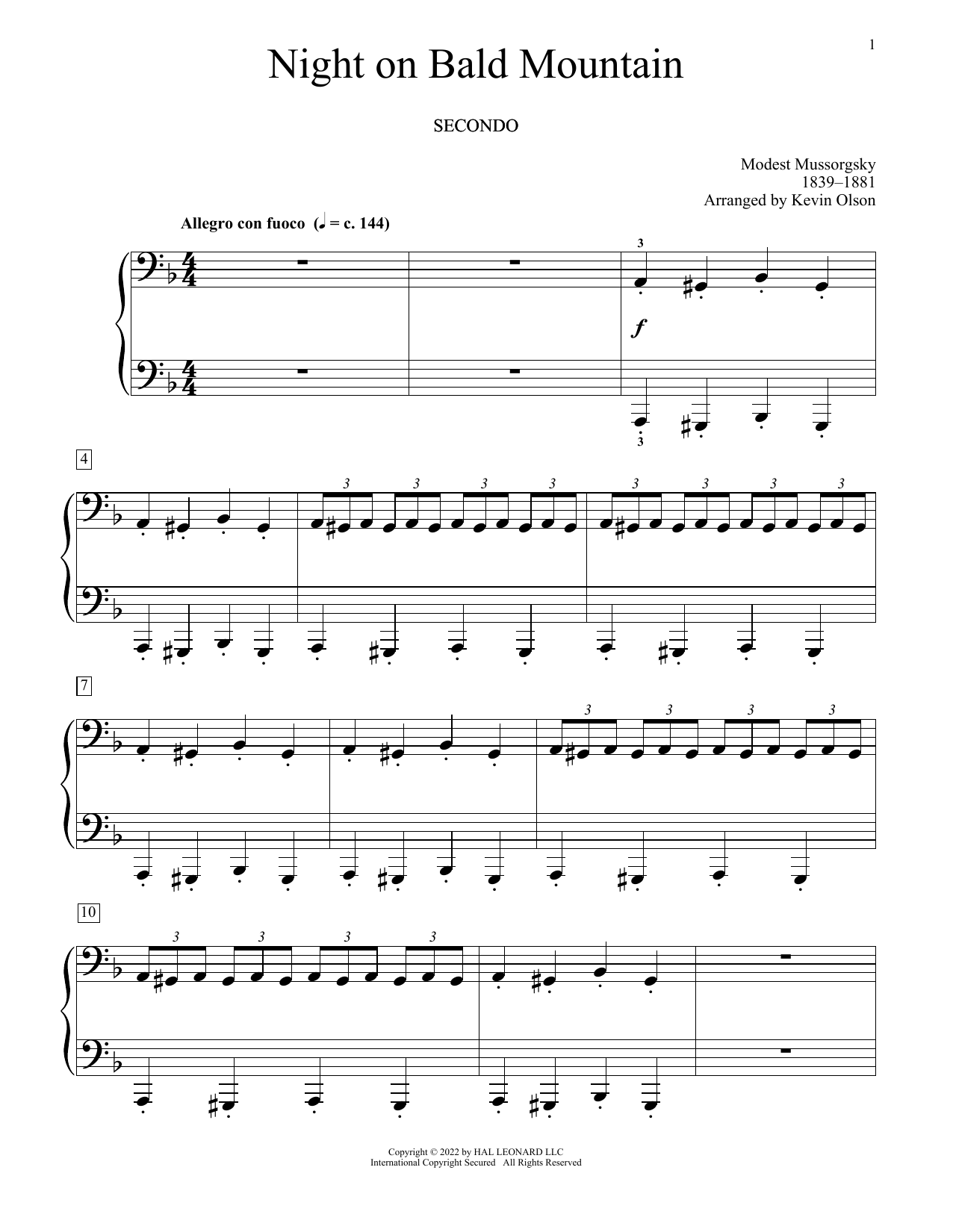 Night On Bald Mountain (arr. Kevin Olson) (Piano Duet) von Modest Mussorgsky