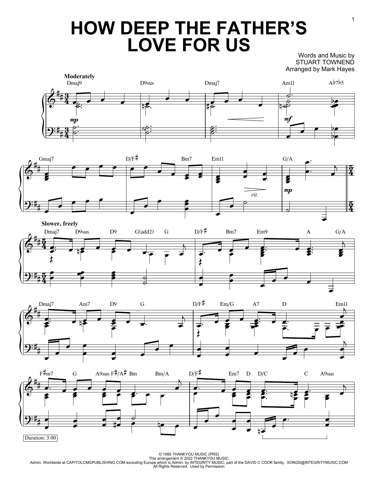 How Deep The Father's Love For Us (arr. Mark Hayes) (Piano Solo) von Stuart Townend