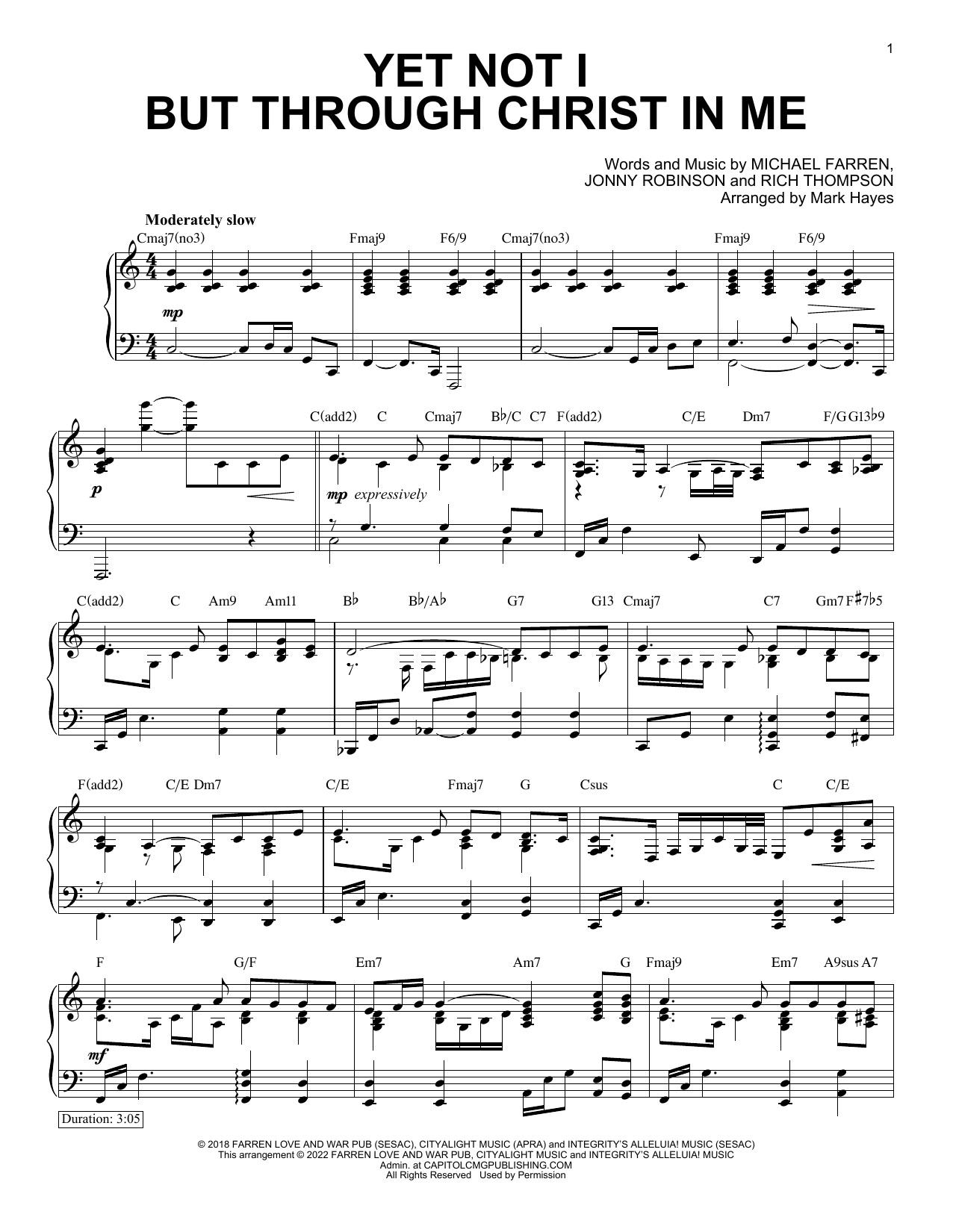 Yet Not I But Through Christ In Me (arr. Mark Hayes) (Piano Solo) von CityAlight