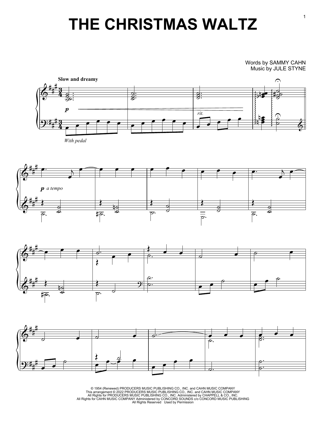 The Christmas Waltz (Piano Solo) von Jule Styne