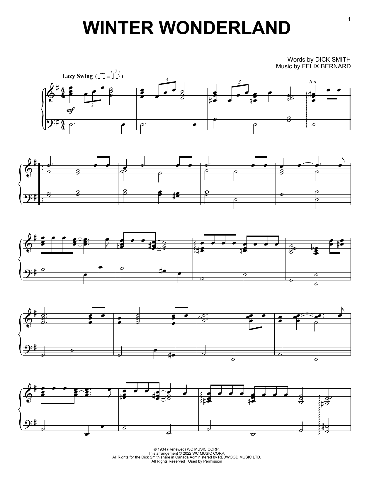Winter Wonderland (Piano Solo) von Felix Bernard