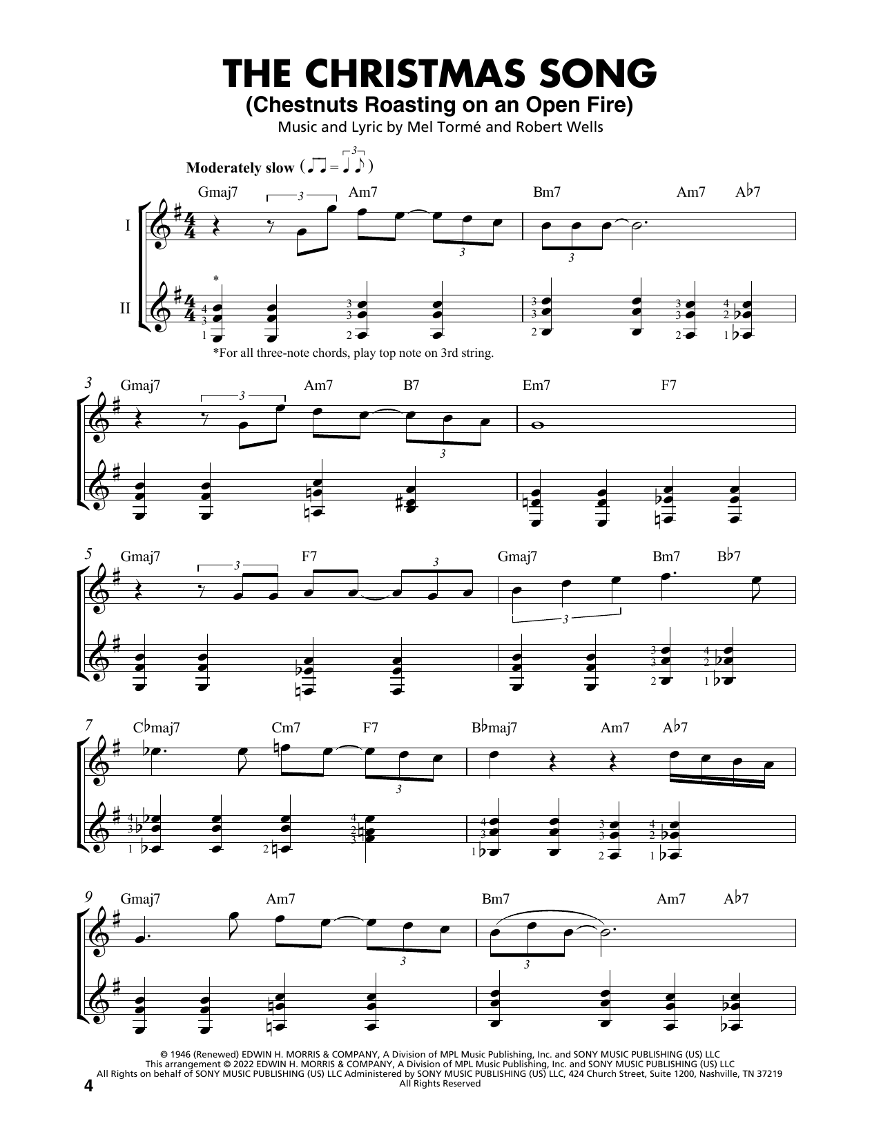 The Christmas Song (Chestnuts Roasting On An Open Fire) (arr. Mark Phillips) (Easy Guitar Tab) von Mel Torme