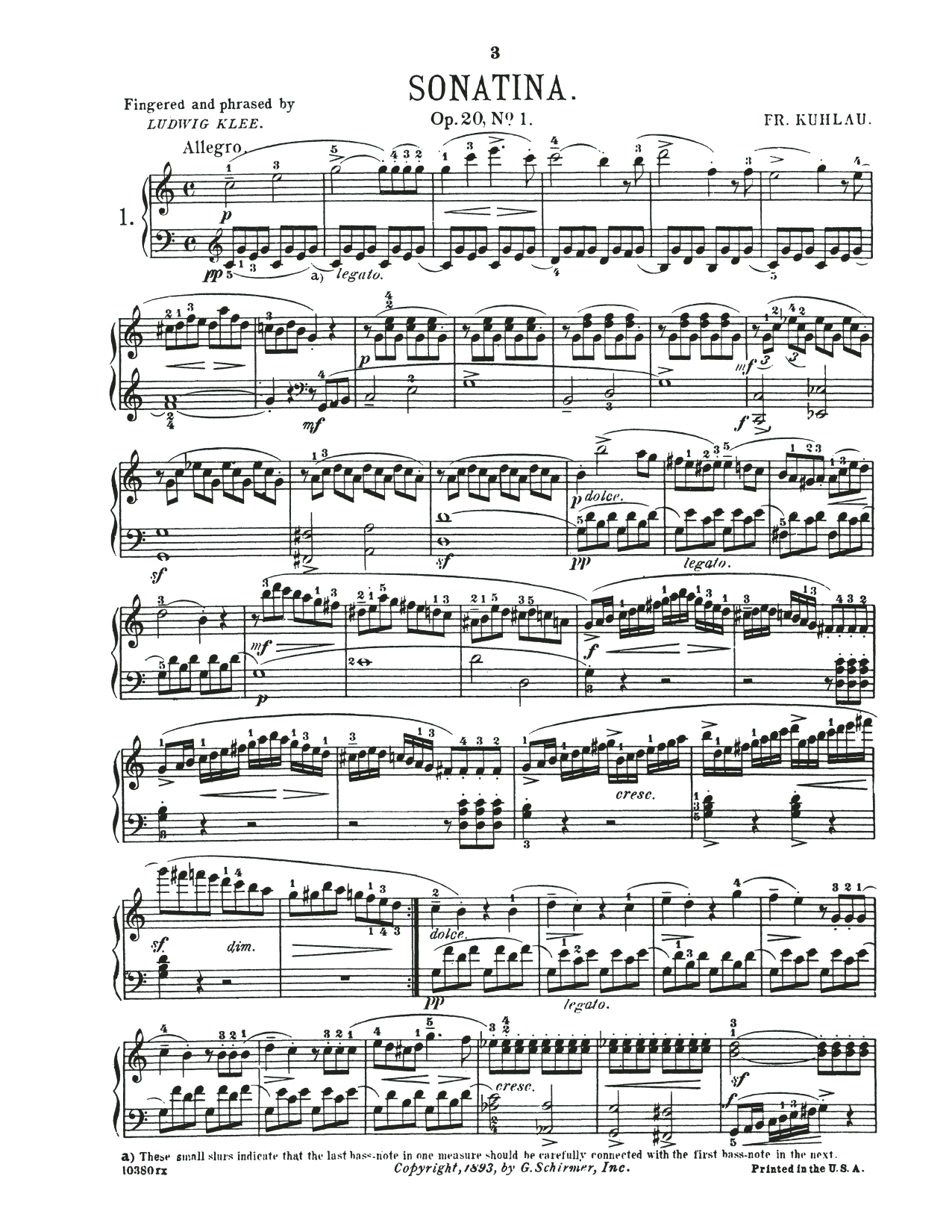 Sonatina In C Major, Op. 20, No. 1 (Piano Solo) von Friedrich Kuhlau