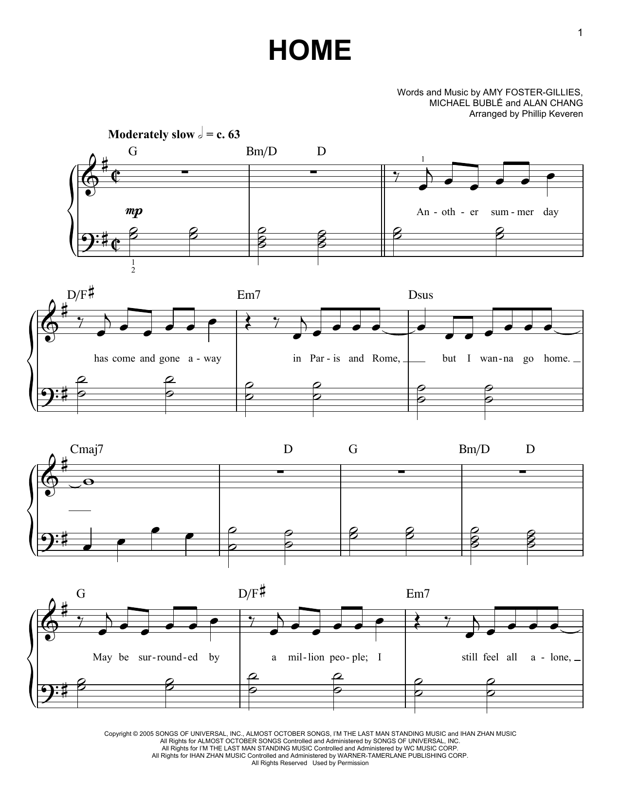 Home (arr. Phillip Keveren) (Easy Piano) von Michael Buble