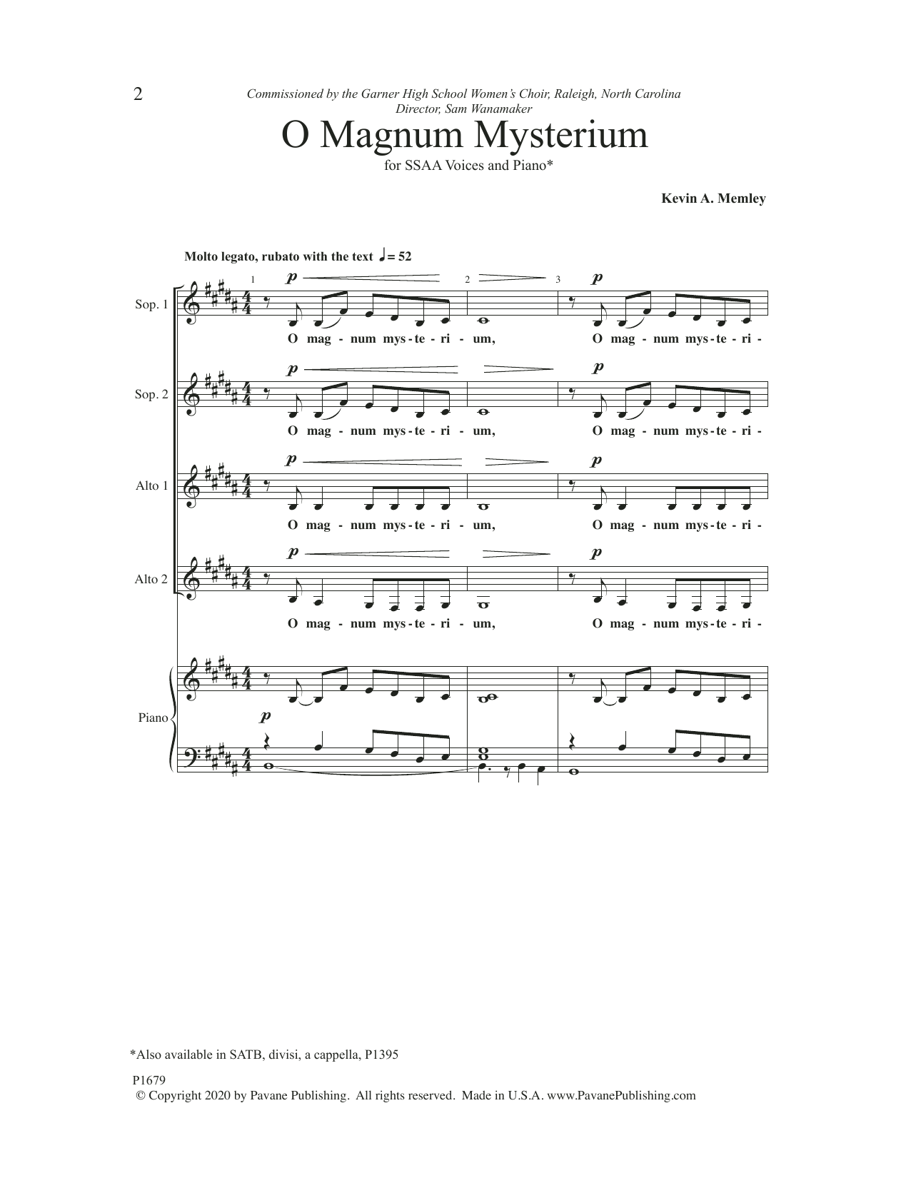 O Magnum Mysterium (SSAA Choir) von Kevin A. Memley
