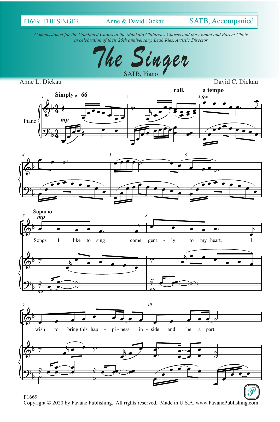 The Singer (SATB Choir) von David C. Dickau