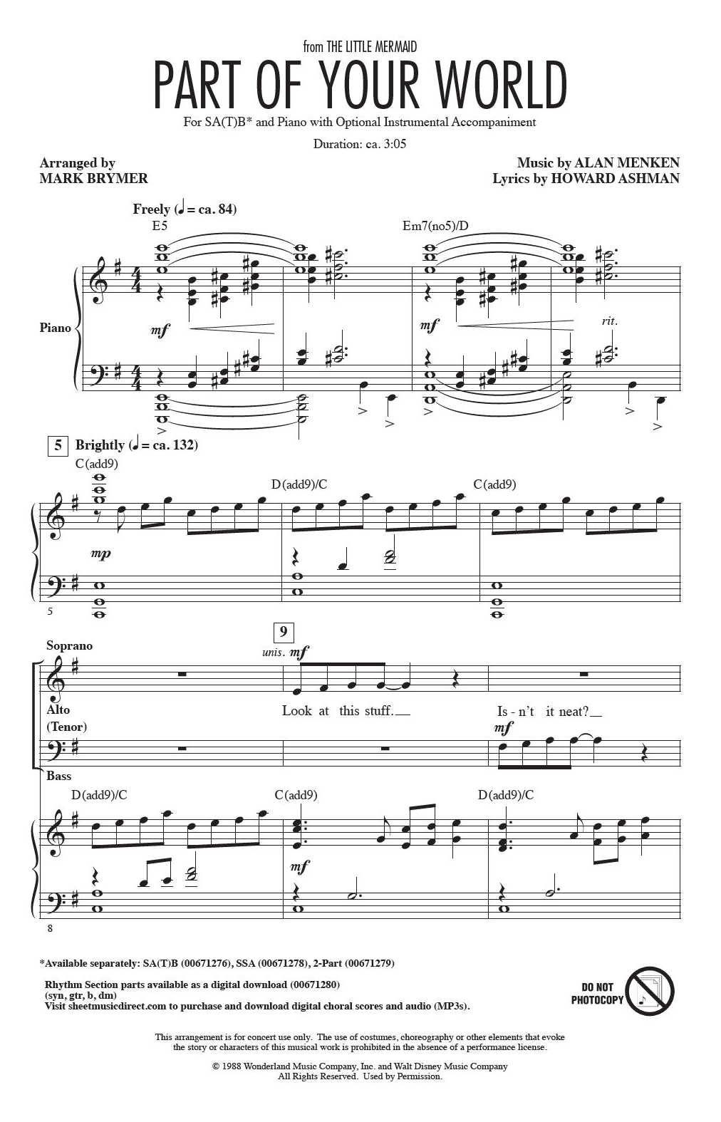 Part Of Your World (from The Little Mermaid) (arr. Mark Brymer) (SATB Choir) von Alan Menken & Howard Ashman