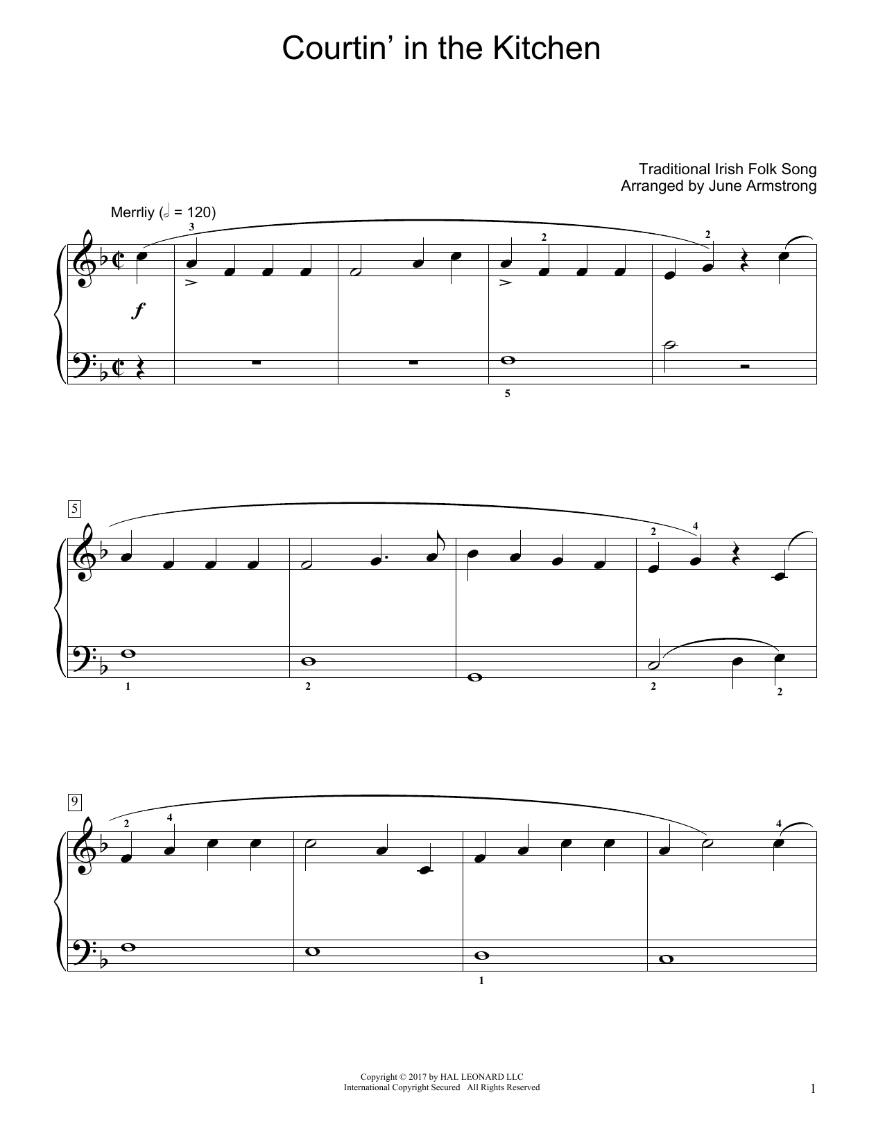 Courtin' In The Kitchen (arr. June Armstrong) (Educational Piano) von Traditional Irish Folk Song