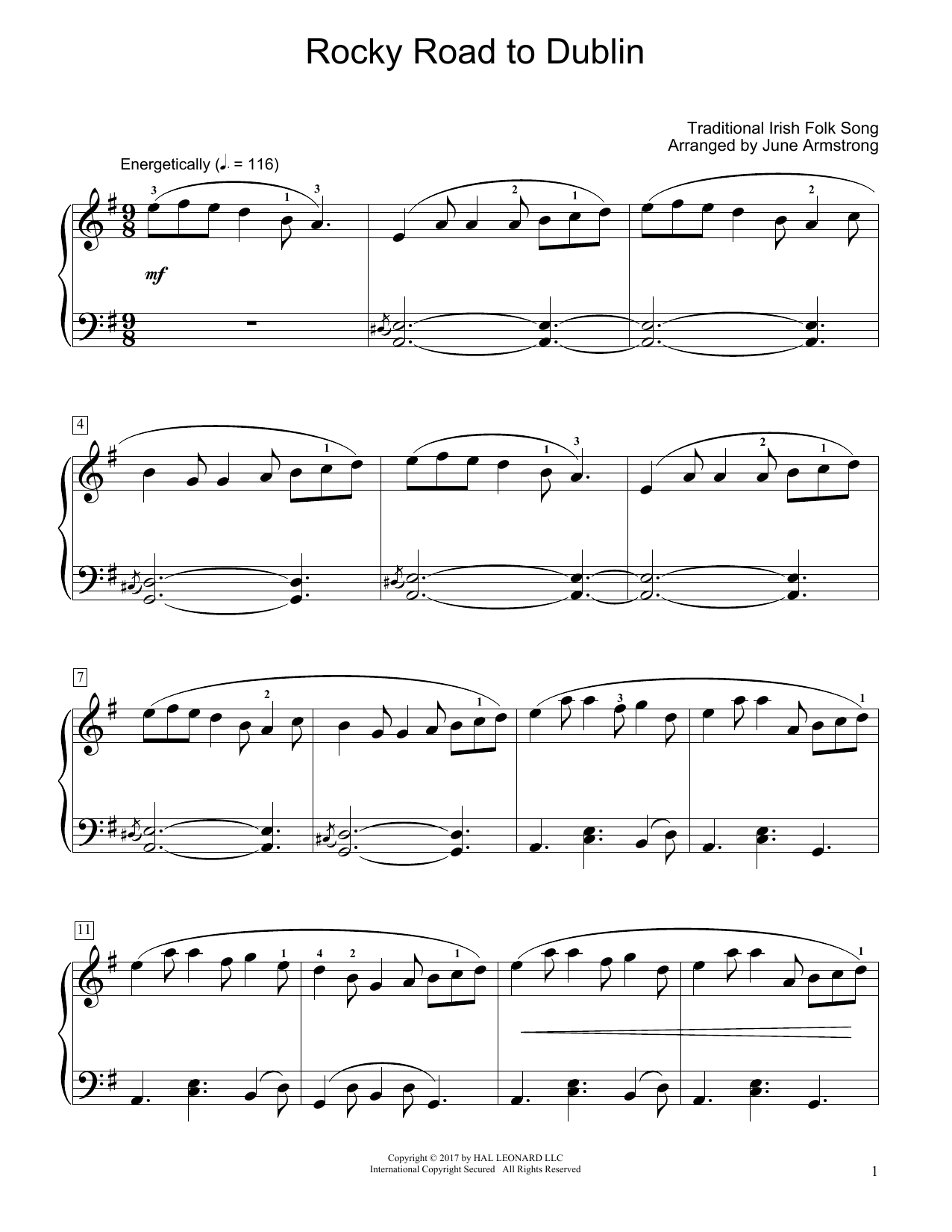 Rocky Road To Dublin (arr. June Armstrong) (Educational Piano) von Traditional Irish Folk Song