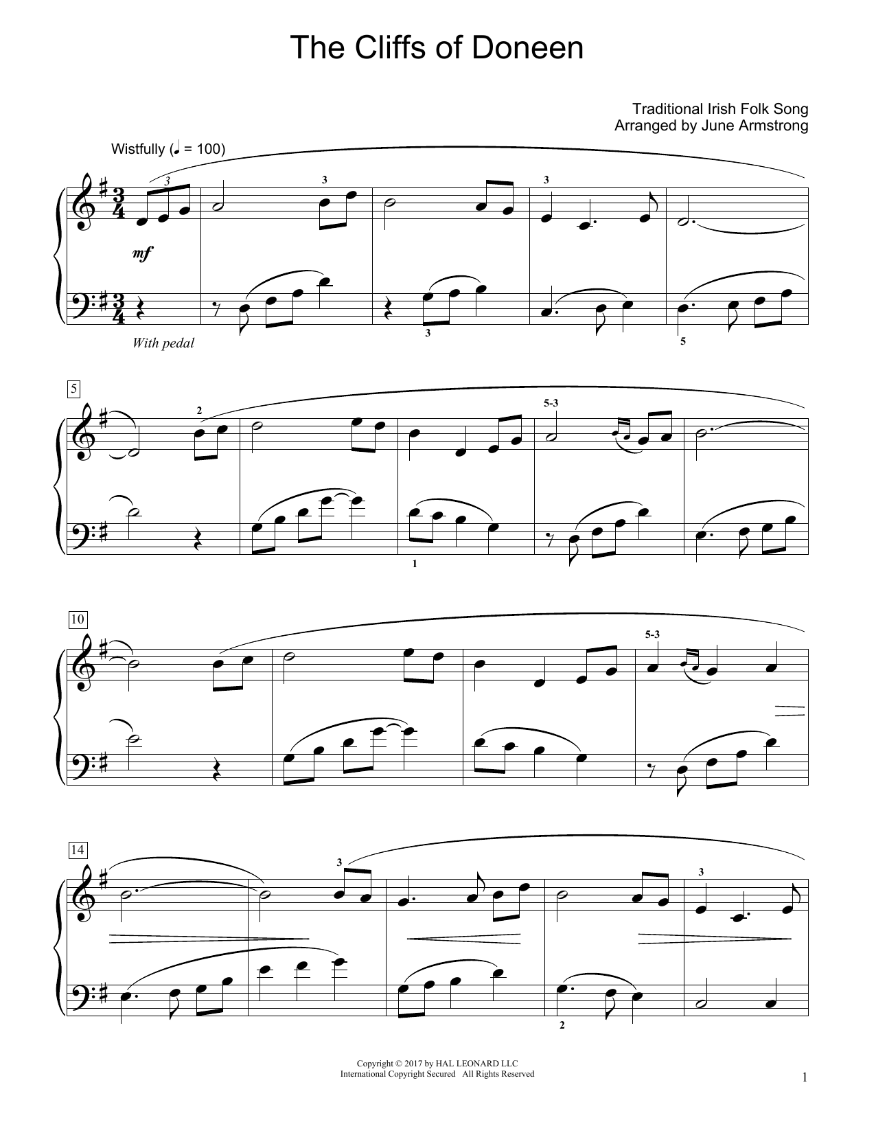 The Cliffs Of Doneen (arr. June Armstrong) (Educational Piano) von Traditional Irish Folk Song