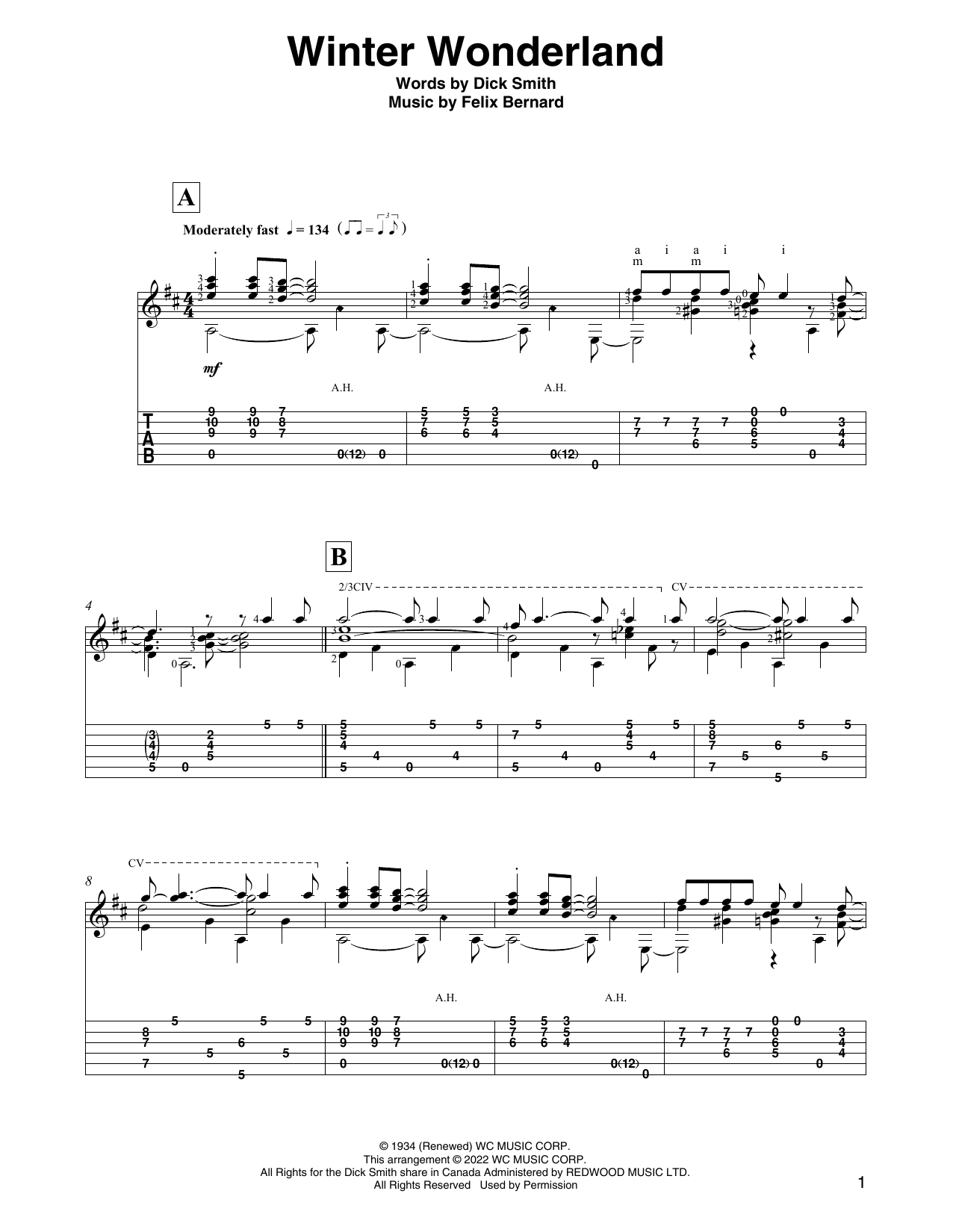 Winter Wonderland (arr. David Jaggs) (Solo Guitar) von Felix Bernard