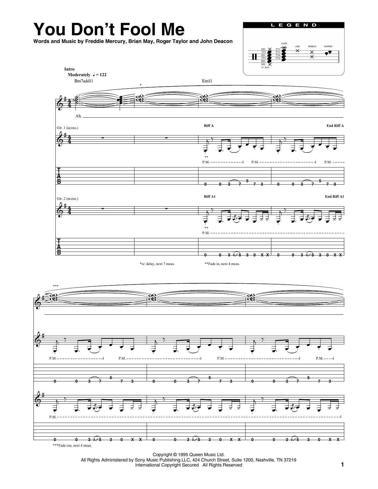 You Don't Fool Me (Transcribed Score) von Queen