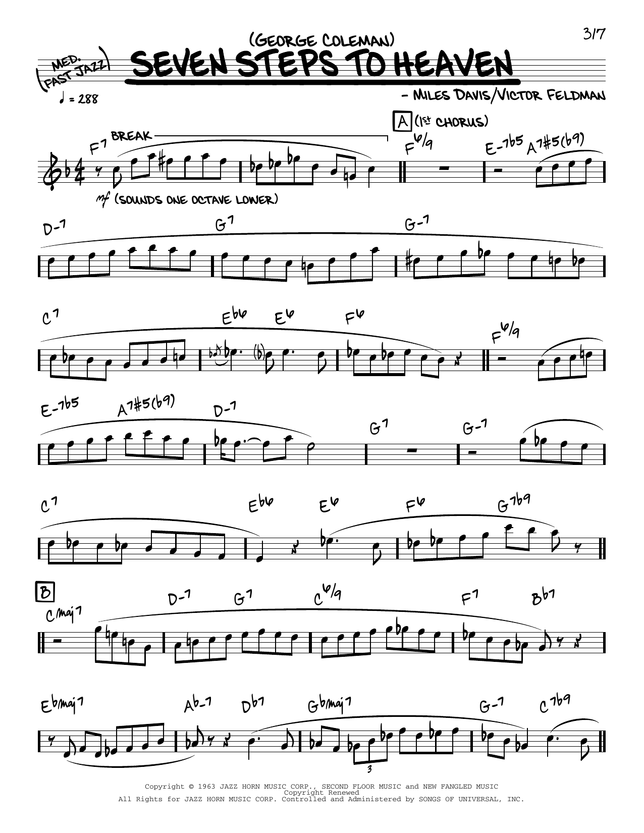 Seven Steps To Heaven (solo only) (Real Book  Melody & Chords) von George Coleman