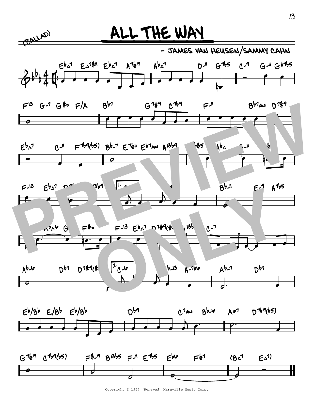 All The Way (arr. David Hazeltine) (Real Book  Enhanced Chords) von Frank Sinatra