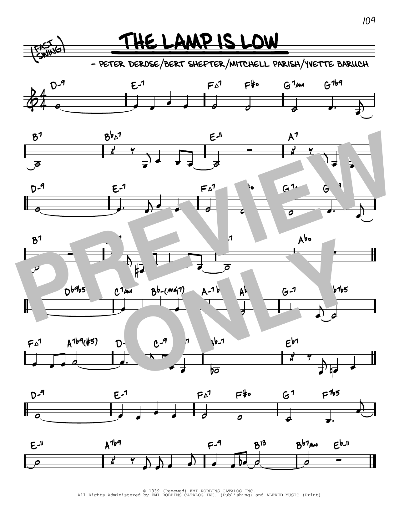 The Lamp Is Low (arr. David Hazeltine) (Real Book  Enhanced Chords) von Pete DeRose