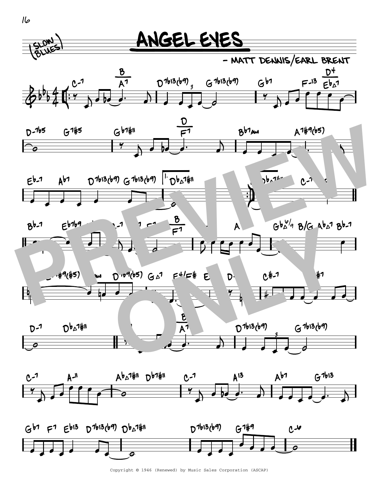 Angel Eyes (arr. David Hazeltine) (Real Book  Enhanced Chords) von Matt Dennis