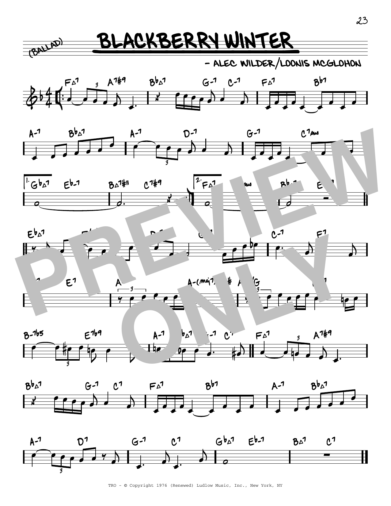 Blackberry Winter (arr. David Hazeltine) (Real Book  Enhanced Chords) von Teddi King