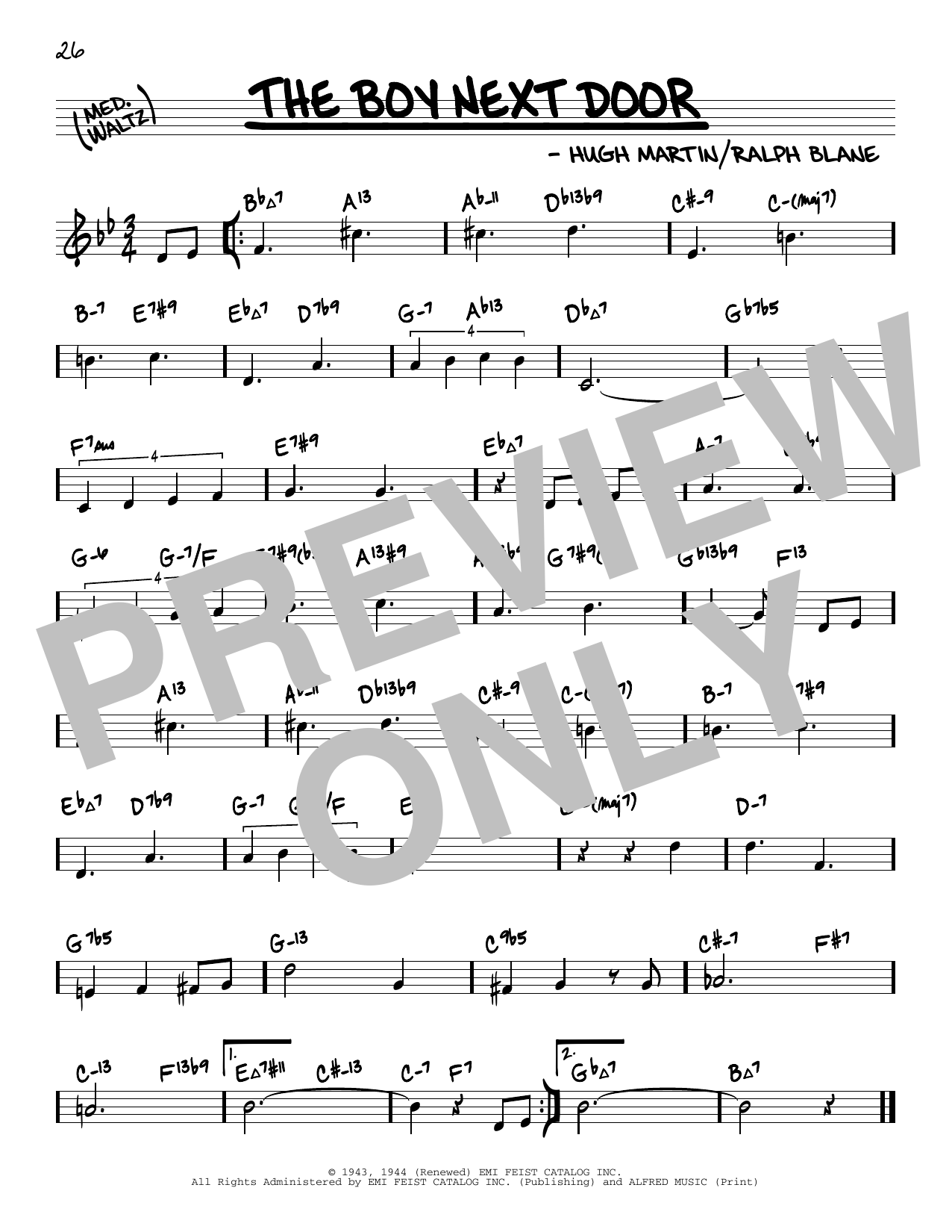 The Boy Next Door (from Meet Me In St. Louis) (arr. David Hazeltine) (Real Book  Enhanced Chords) von Hugh Martin & Ralph Blane