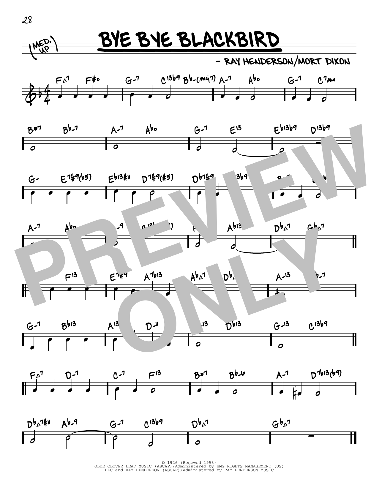 Bye Bye Blackbird (arr. David Hazeltine) (Real Book  Enhanced Chords) von Ray Henderson