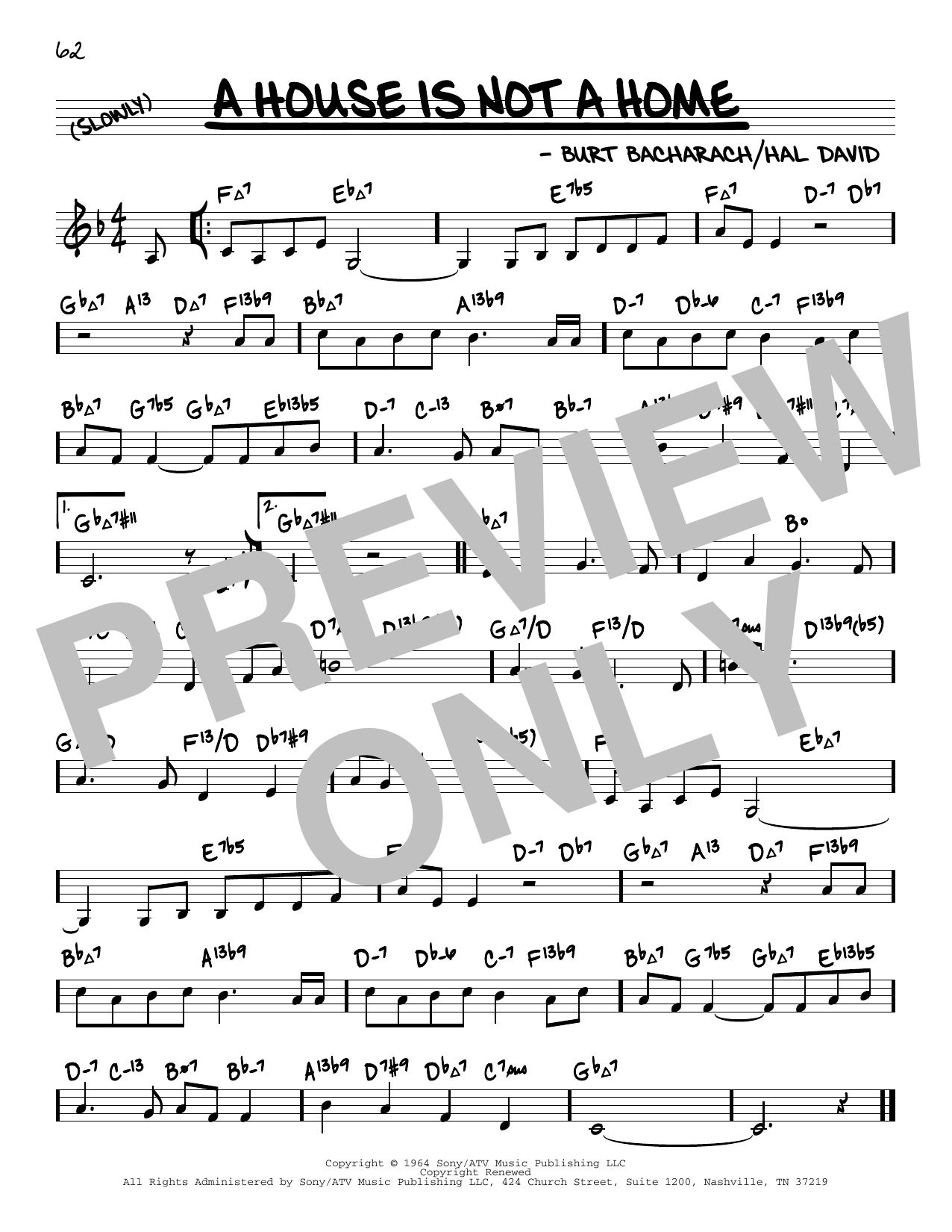 A House Is Not A Home (arr. David Hazeltine) (Real Book  Enhanced Chords) von Bacharach & David