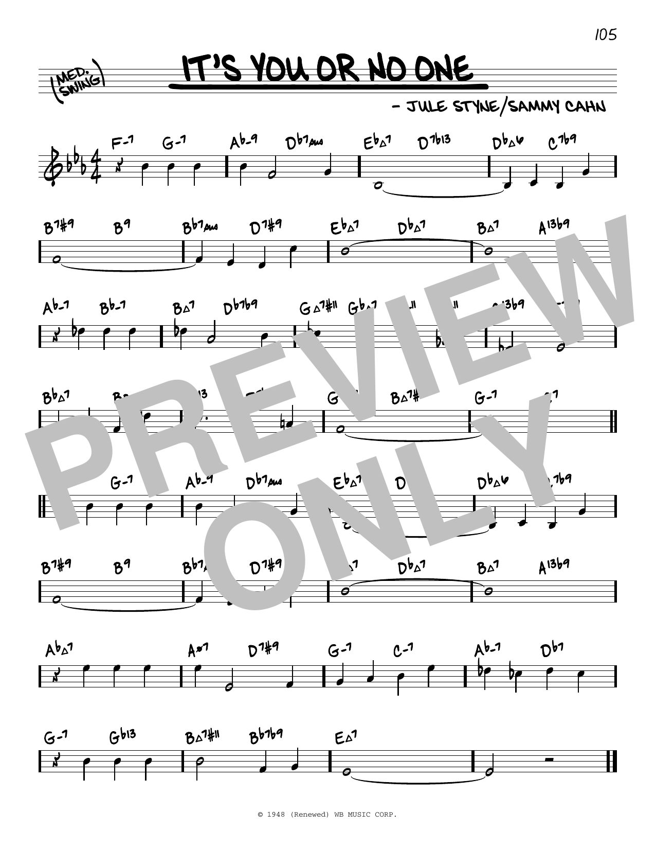 It's You Or No One (arr. David Hazeltine) (Real Book  Enhanced Chords) von Jule Styne