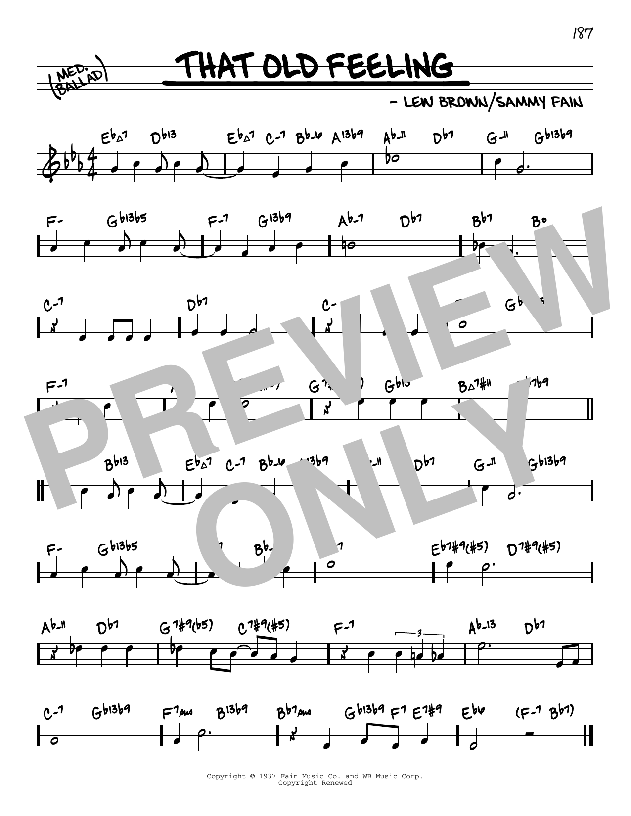 That Old Feeling (arr. David Hazeltine) (Real Book  Enhanced Chords) von Sammy Fain