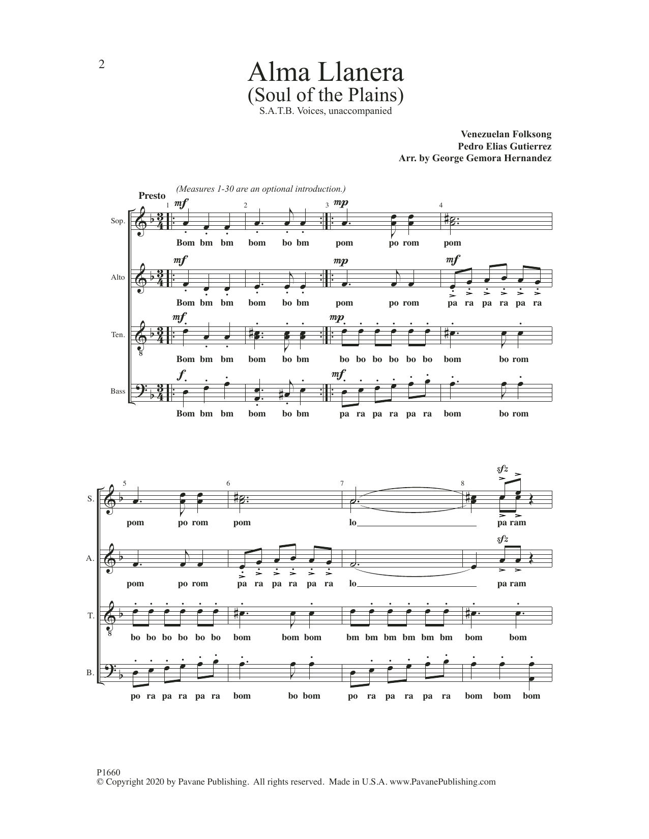 Alam Llanera (arr. George Gemora Hernandez) (SATB Choir) von Venezuelan Folk Song