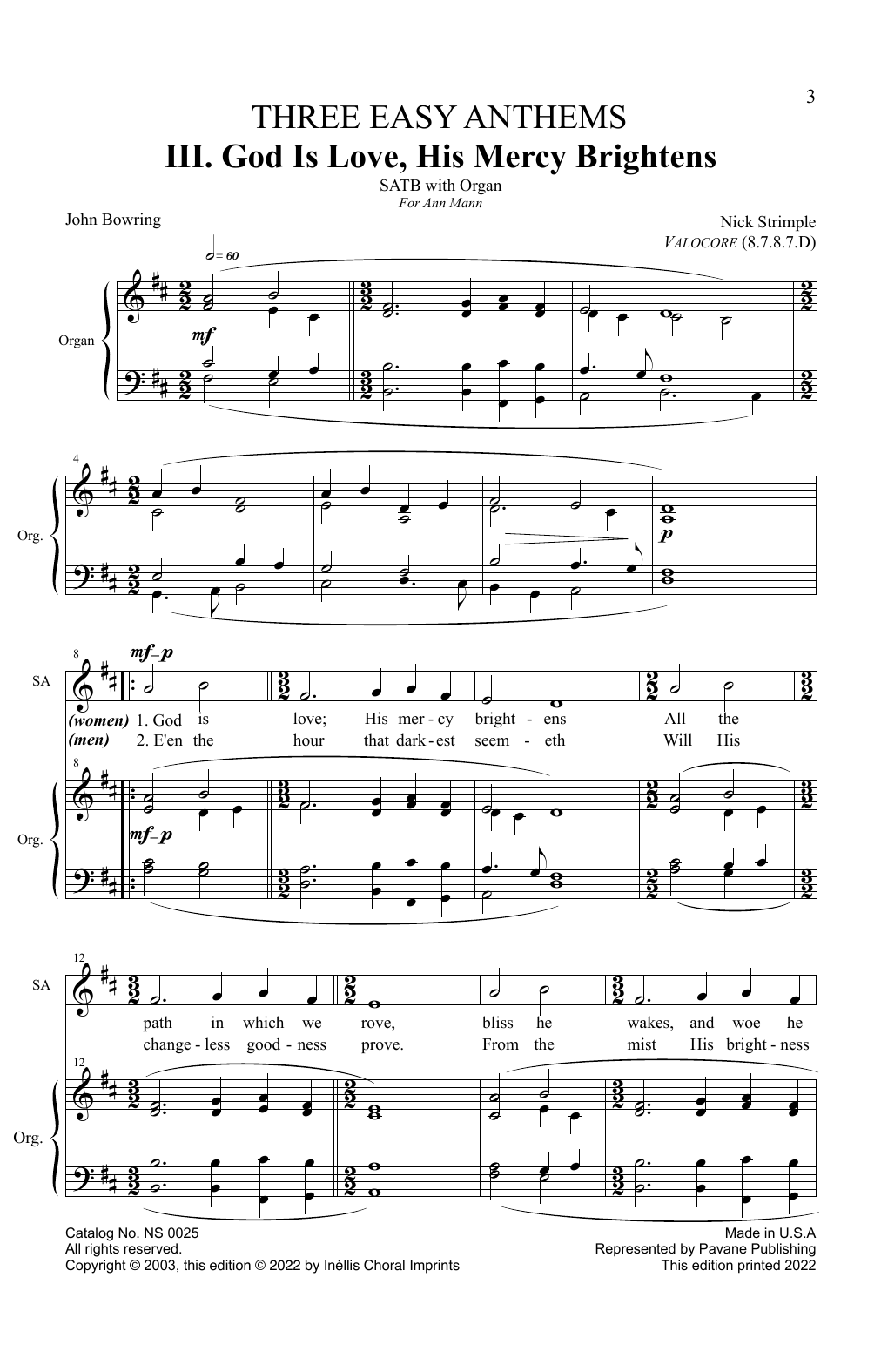 God is Love, His Mercy Brightens (SATB Choir) von Nick Strimple