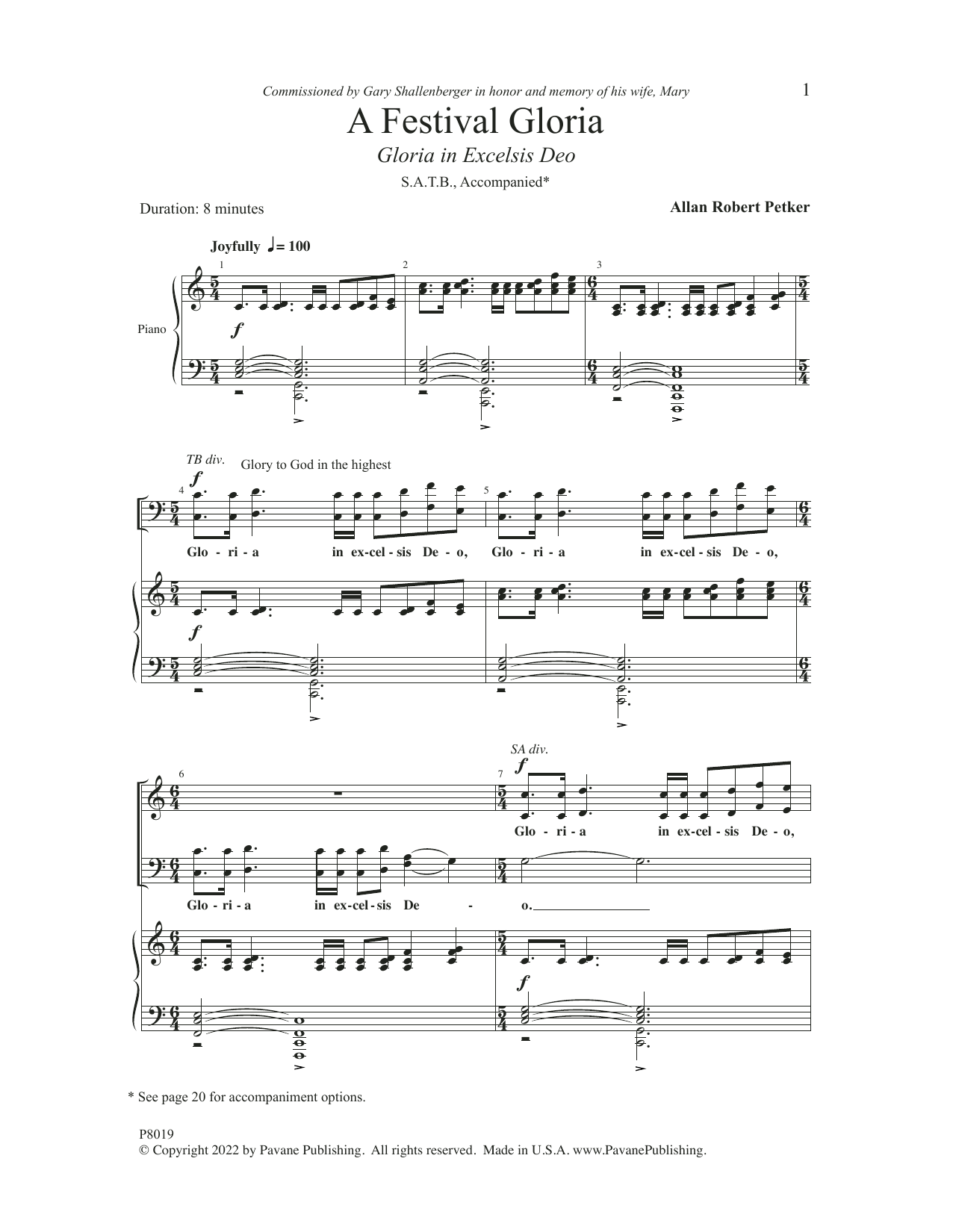 A Festival Gloria (Gloria In Excelsis Deo) (SATB Choir) von Allan Robert Petker