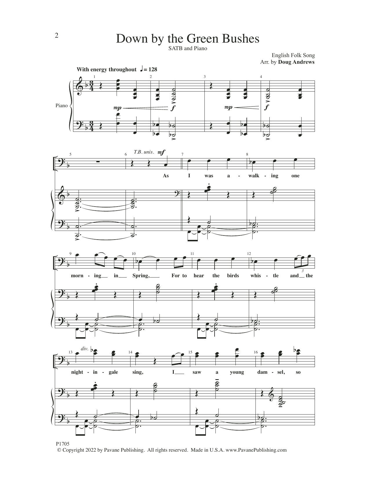 Down by the Green Bushes (arr. Doug Andrews) (SATB Choir) von English Folk Song