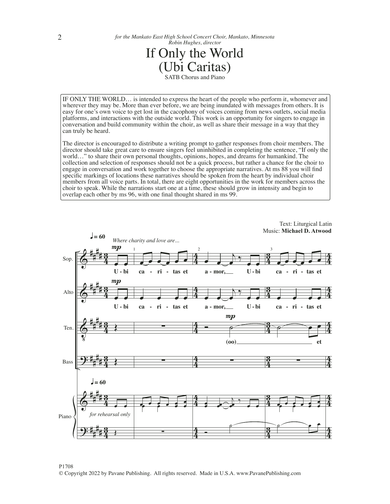 If Only the World (Ubi Caritas) (SATB Choir) von Michael D. Atwood