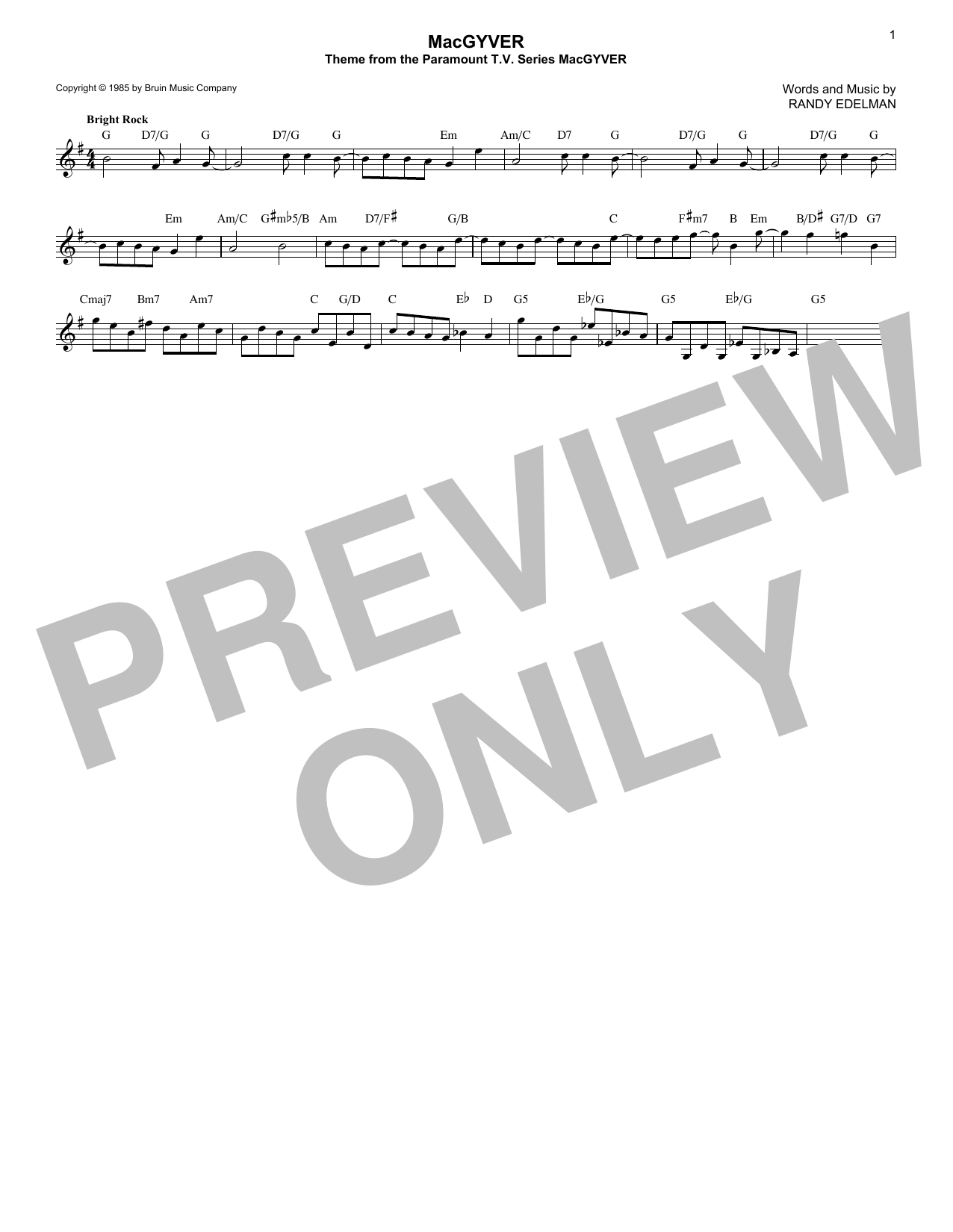 MacGyver - Theme (Lead Sheet / Fake Book) von Randy Edelman