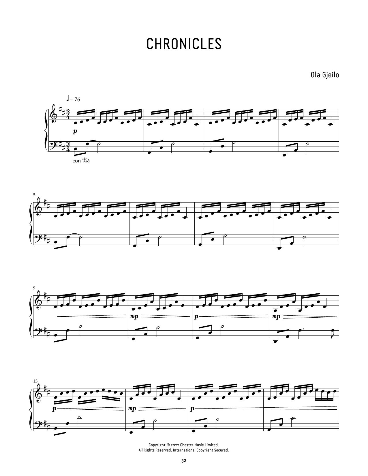 Chronicles (Piano Solo) von Ola Gjeilo