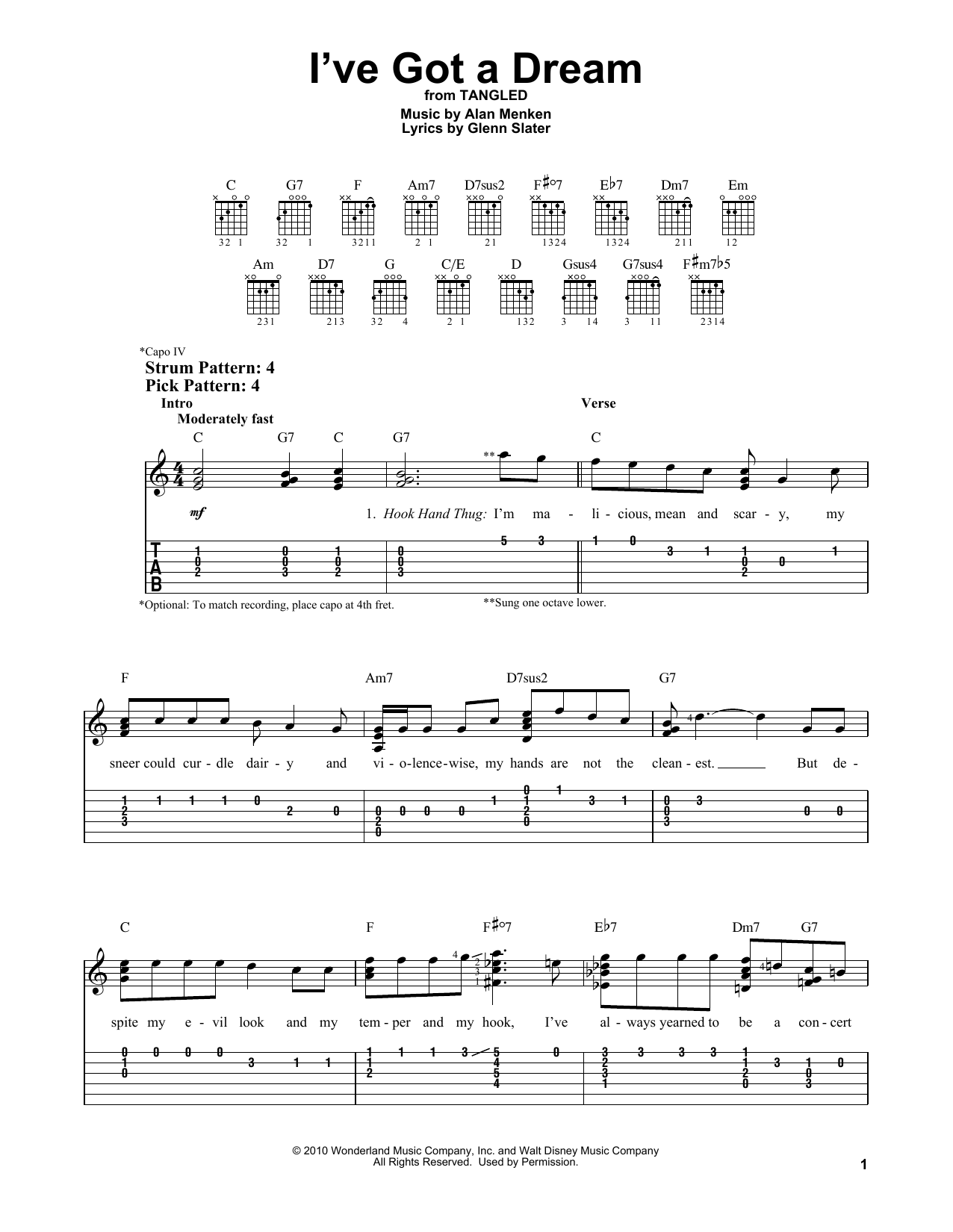 I've Got A Dream (from Tangled) (Easy Guitar Tab) von Mandy Moore