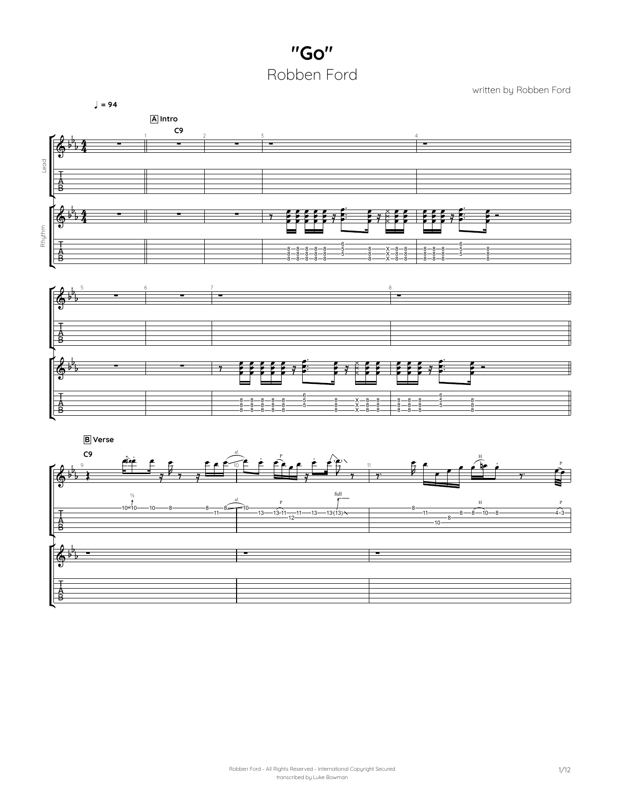 Go (Guitar Tab) von Robben Ford