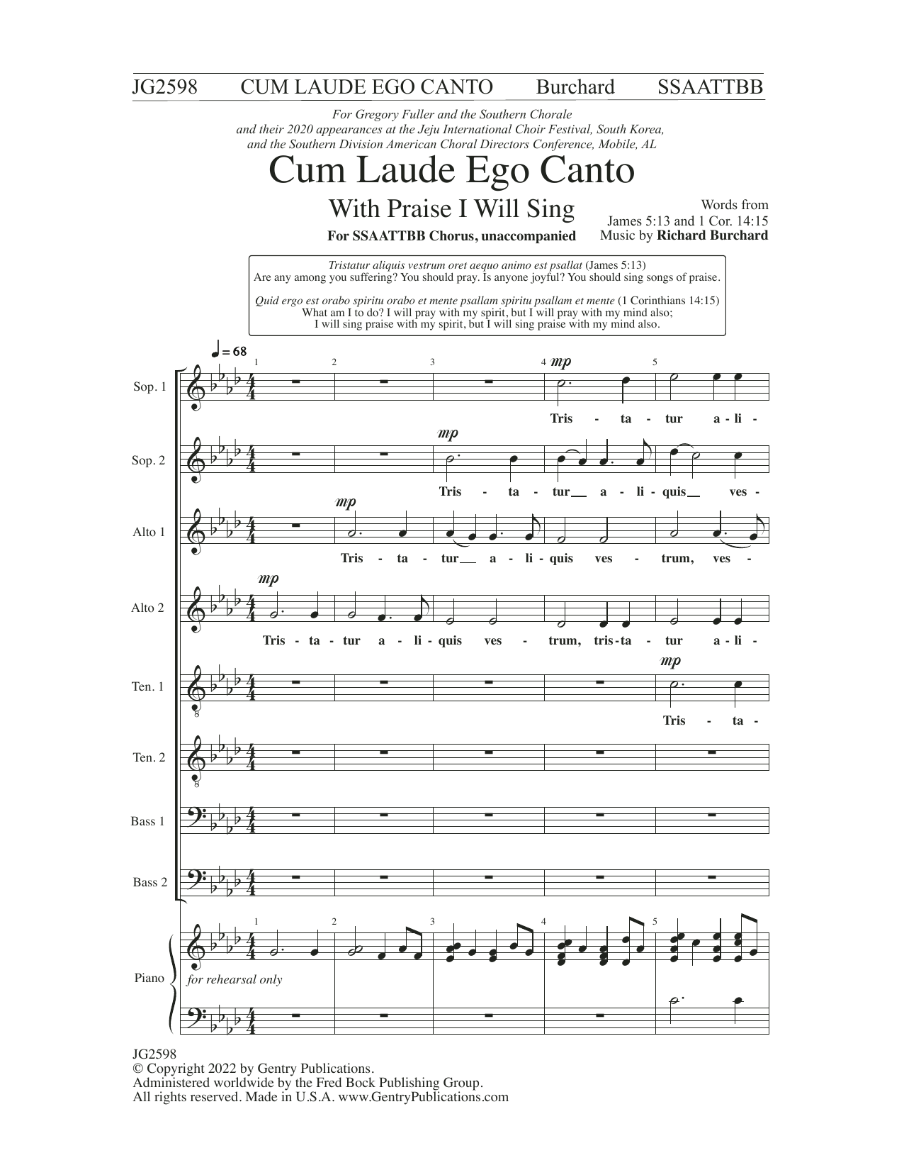 Cum Laude Ego Canto (With Praise I Will Sing) (Choir) von Richard Burchard