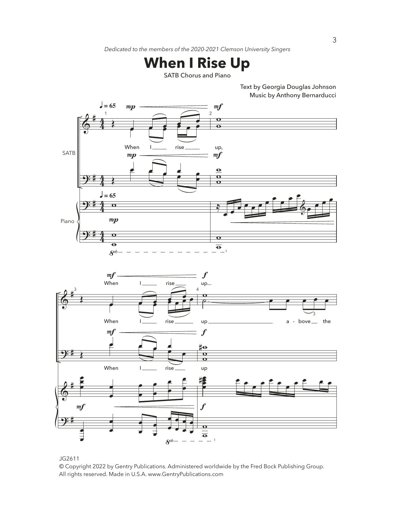 When I Rise Up (SATB Choir) von Anthony Bernarducci